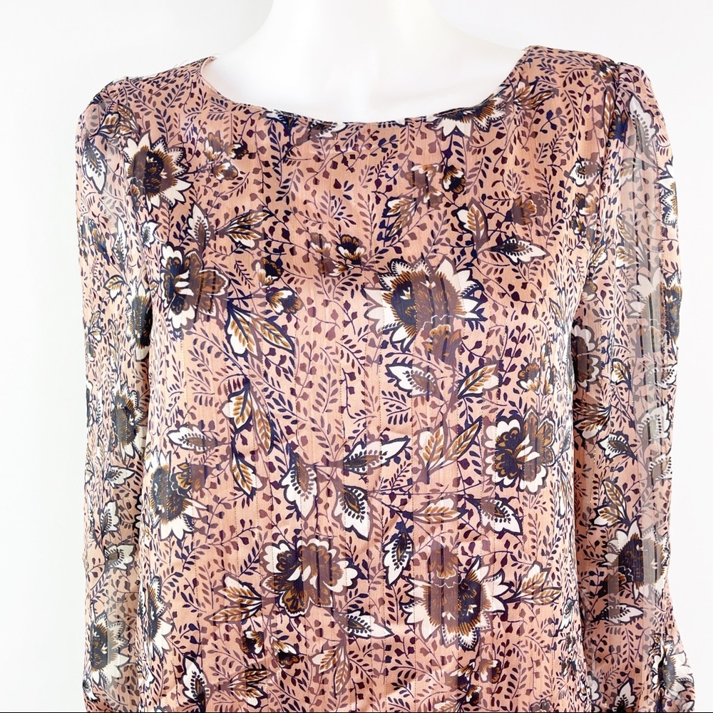 NEW Lulus Size M Blush Pink Floral ASHFORD Shift Dress Metallic Pinstripe - Picture 4 of 13